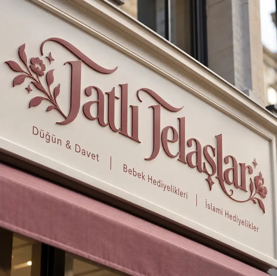 Tatlı Telaşlar marka tabelası tasarım görseli